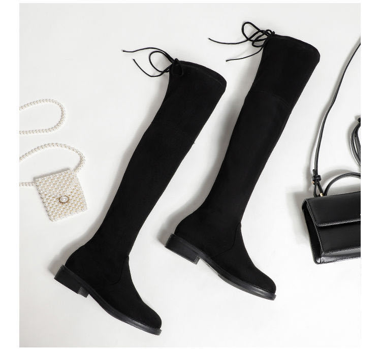 真正皮长靴女显瘦秋冬新款靴子平底靴加绒长筒靴女黑色平底单里34标准