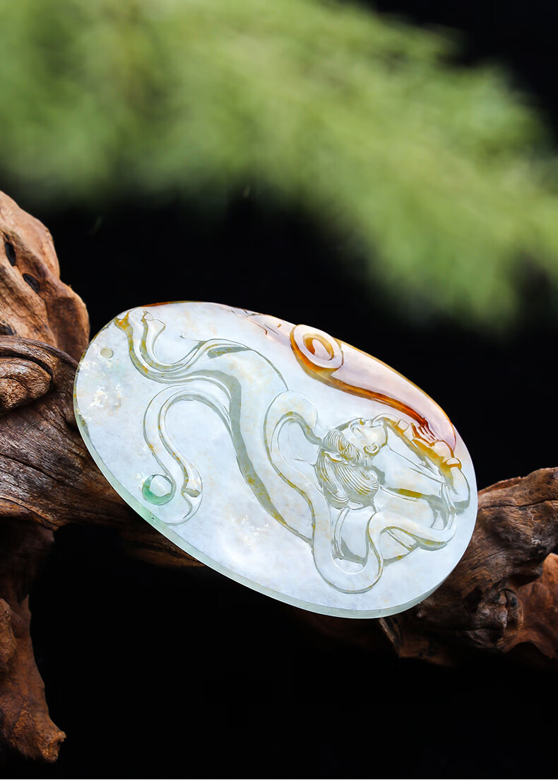 百博翡翠天外飞仙吊坠冰飘黄翡飞天仙女玉牌天然缅甸玉石a货玉佩挂件