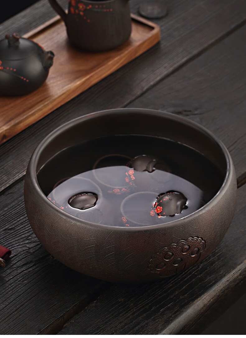 知南 云南建水紫陶茶洗特大号纯手工家用笔洗功夫茶具配件茶缸水盂杯