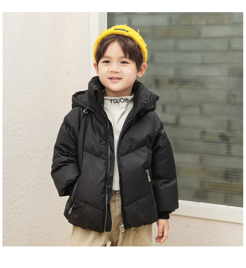 迪士尼童装商场同款小孩子穿的儿童羽绒服90白鸭绒短款连帽面包服男女