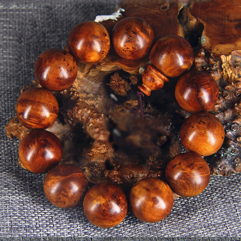 盘道麻梨疙瘩手串佛珠20cm满花根瘤老料文玩男士手把件18mm