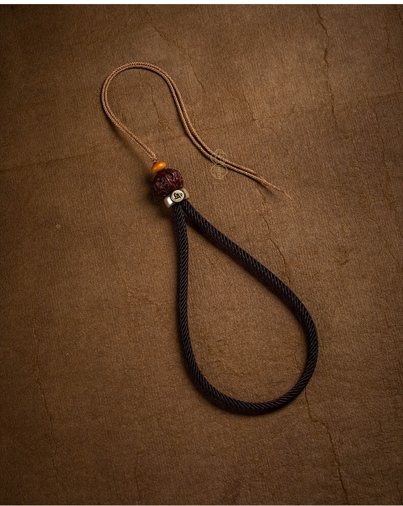 60手把件挂绳编织文玩挂件绳子翡翠玉器把玩手绳车钥匙定制款黑绳