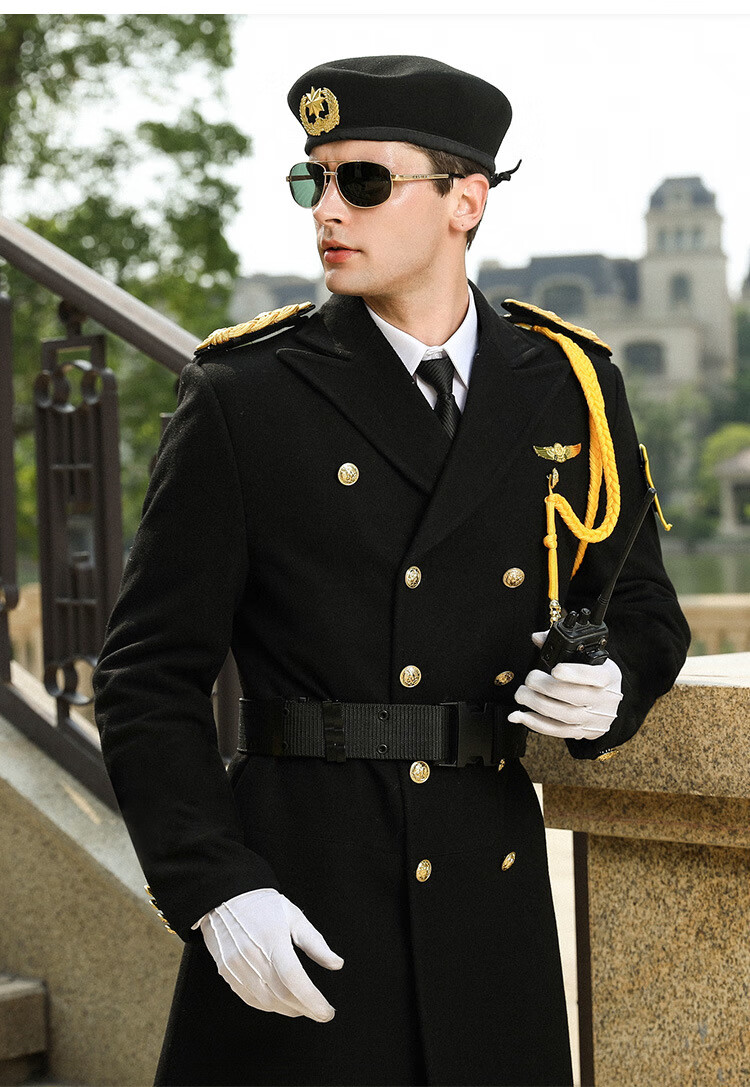 礼宾服大衣保安制服羊毛大衣工作服男冬装形象岗礼宾服服长款加棉加厚