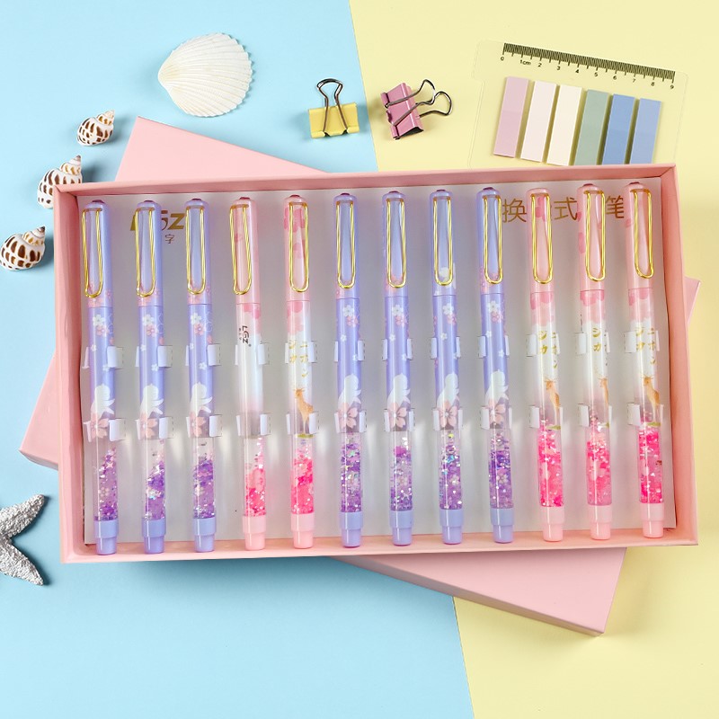 d恋上字网红仙女流沙钢笔女孩少女心小学生三年级正姿练字钢笔礼物附