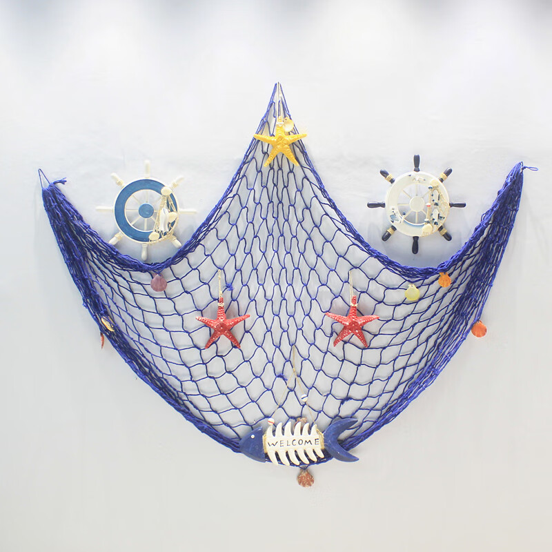 装饰渔网地中海风格麻绳渔网照片墙面装饰网挂件海洋风幼儿园环创吊顶