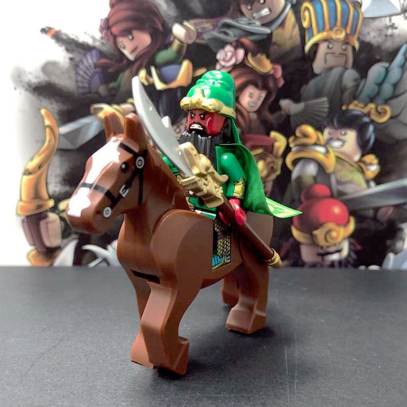 乐高lego积木三国演义小侠古代兵战马第三方人偶仔关羽拼装儿童积木