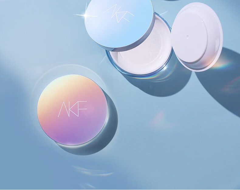AKF散粉定妆粉防水防汗持久控油不脱妆隐形毛孔蜜粉饼干混油皮平价 细闪透明色02#【10g】