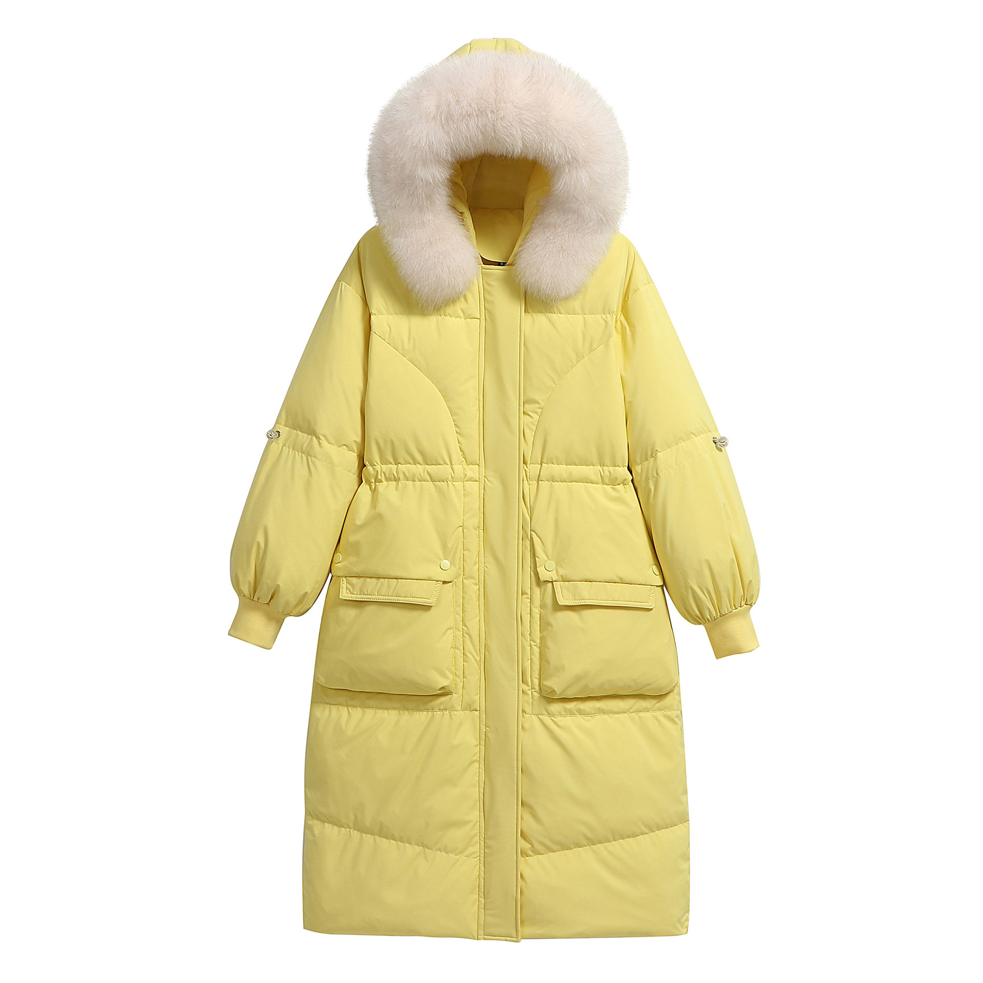 冰洁官方旗舰中长款过膝白鸭绒丫丫羽绒服女极寒韩版抽绳收腰显瘦狐狸