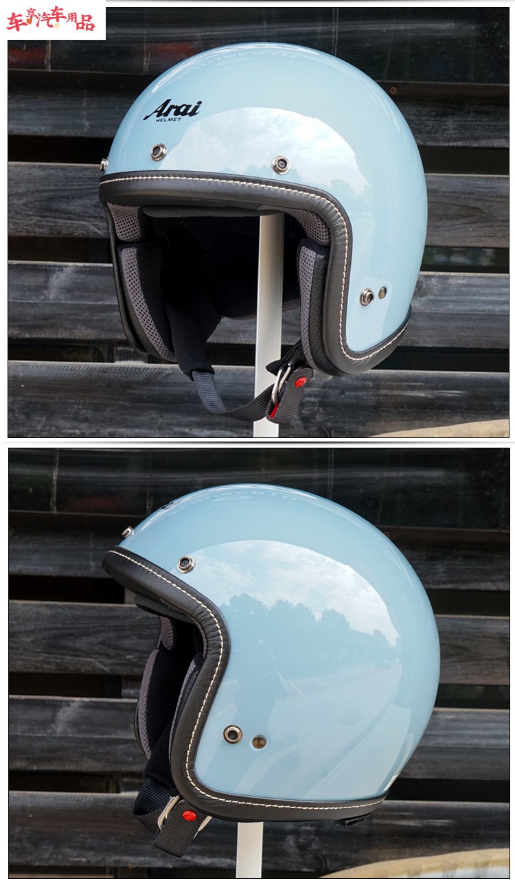 日本arai半盔classic air复古头盔春夏摩托车机车骑行四分之三盔 亮白