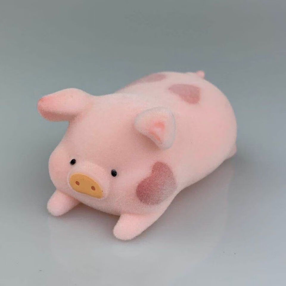 植绒款lulu猪系列盲盒少女心呆萌罐头小猪露露猪公仔摆件植绒款lulu猪