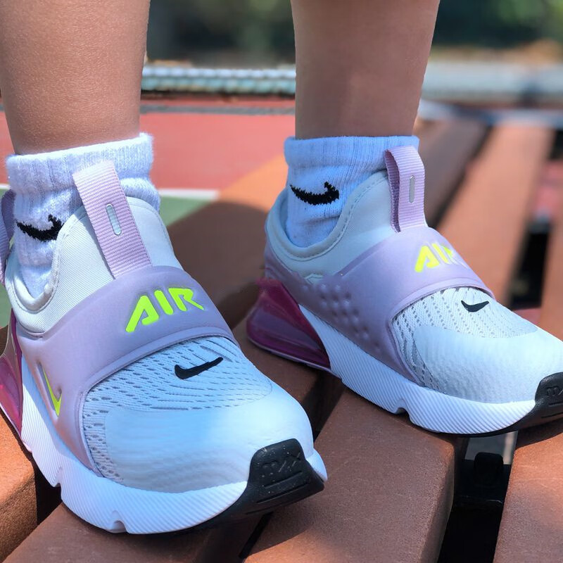 耐克nike air 童鞋气垫鞋运动男女宝宝面包鞋软底休闲跑步鞋 深灰蓝