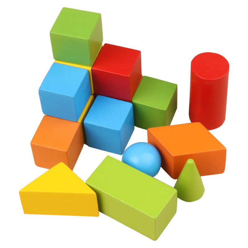 图形玩具几何形状平面立体小学生拼图一年级数学学习教具木制积木盒装