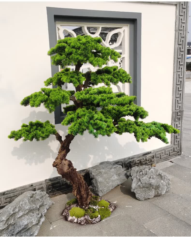 仿真松树迎客松罗汉松假松树商场酒店装饰造景美人松景观落地摆件麦桑