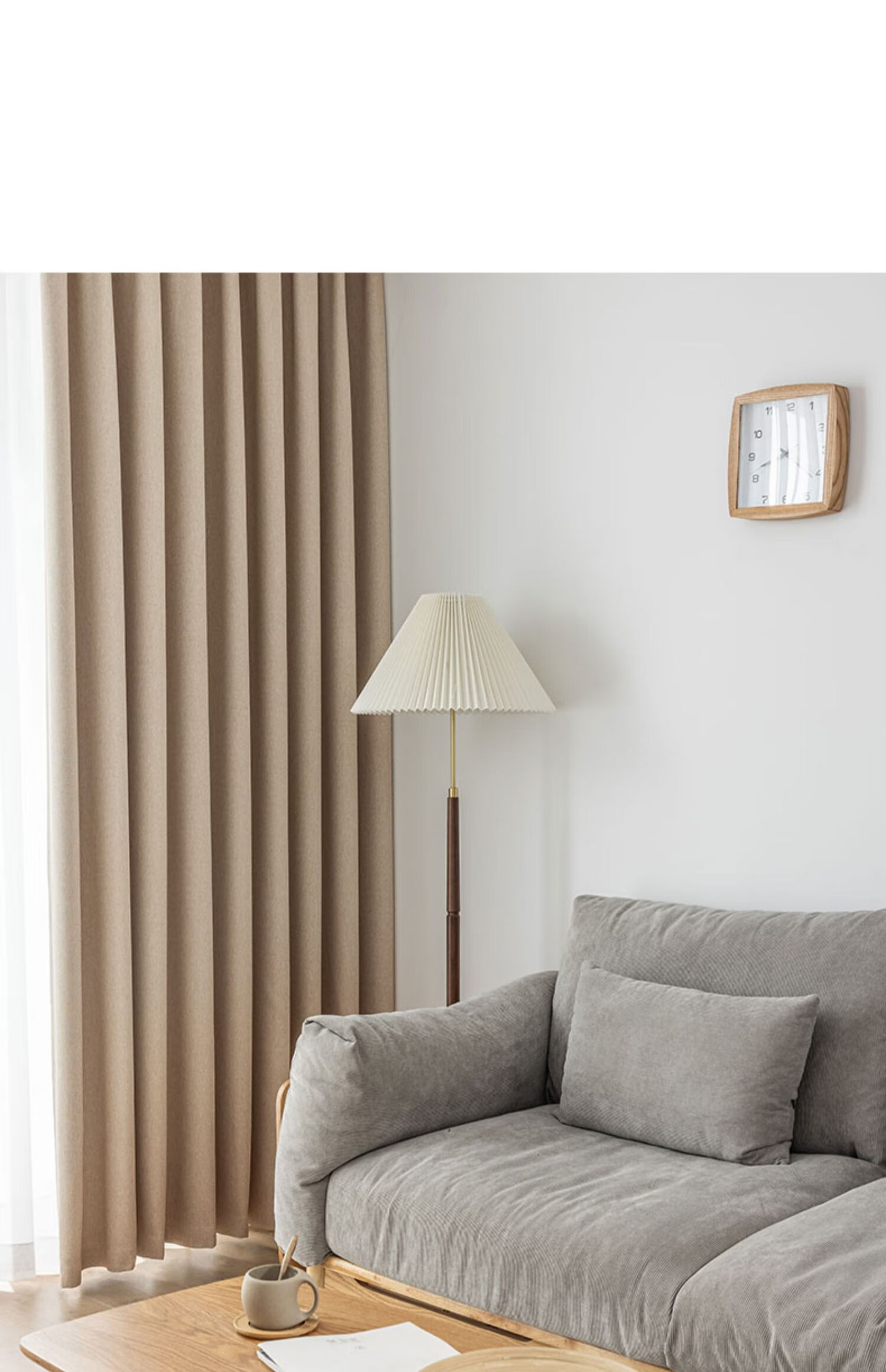 日式棉麻窗帘卧室高级感全遮光2021年新款客厅奶茶色油亚麻ins风珊瑚