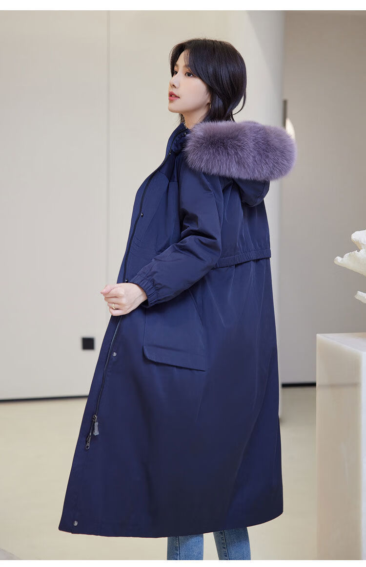 曹妍新品今年流行派克服女2021新款可拆卸獭兔毛内胆狐狸毛领皮毛一体