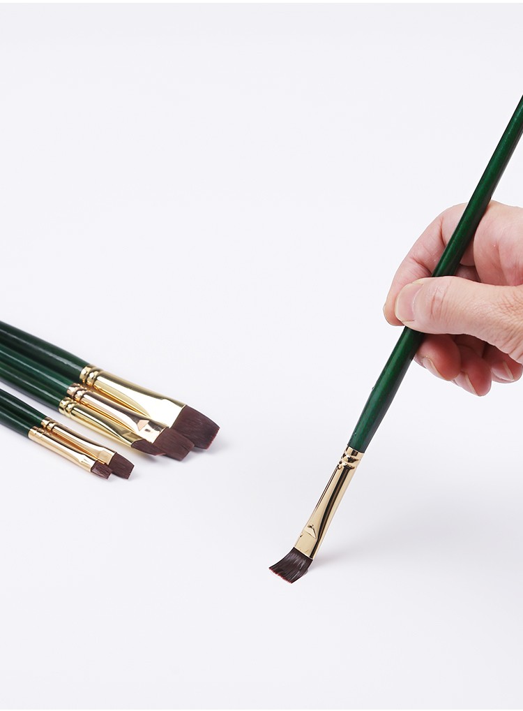 温莎牛顿水粉笔 绿色杆尼龙毛 工笔画水粉颜料半圆头画笔 高弹尼龙笔
