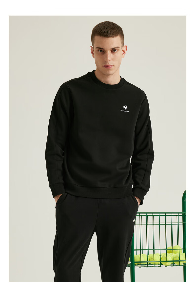 乐卡克法国公鸡品牌运动休闲系列加绒保暖圆领套头衫男女同款卫衣