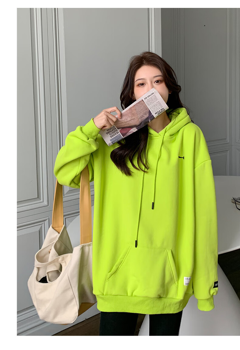 boystudio潮牌2021年新款果绿色荧光绿fog卫衣女春秋薄款糖果色早秋连