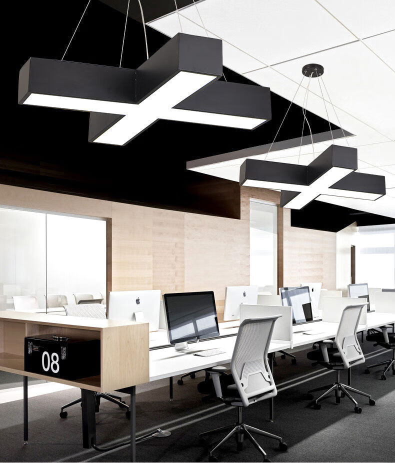 定制适用led办公室吊灯简约六边形工业风健身房造型灯商场灯创意异形