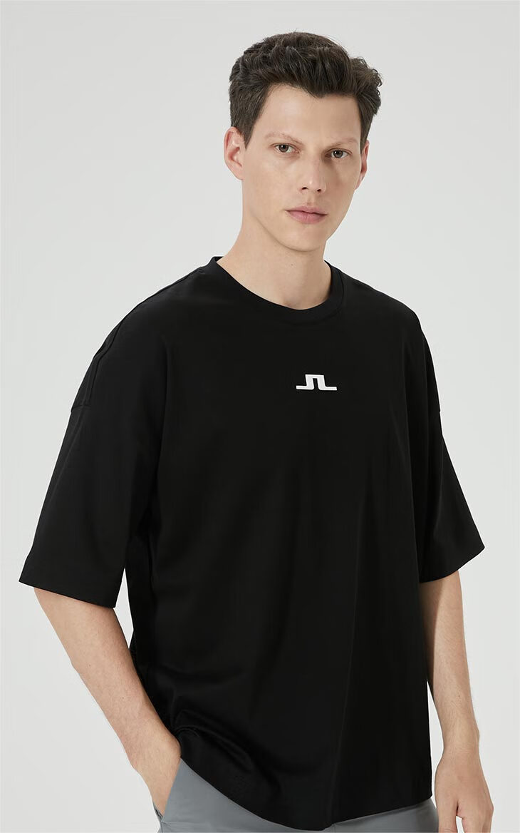 jlindeberg金林德伯格新款潮流休闲宽松纯棉logo款圆领短袖男