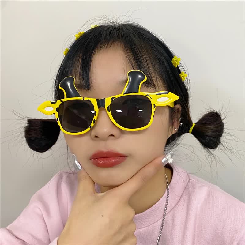 于抖音太阳花眼镜ins搞怪墨镜女搞笑个性情侣款凹造型生日眼镜汉堡包