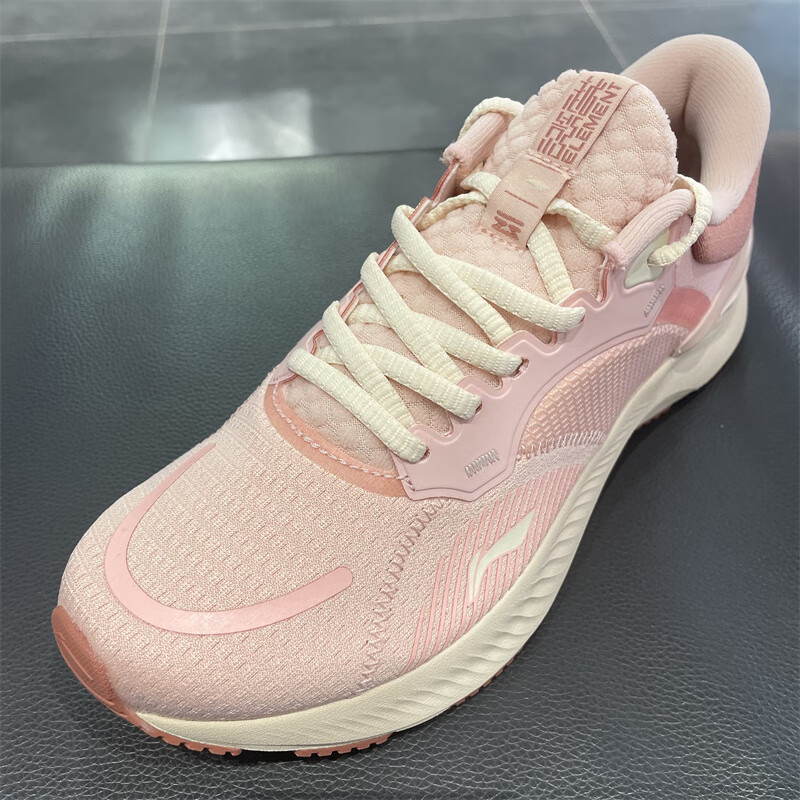 李宁跑步鞋女鞋2021秋冬新款运动休闲低帮时尚透气运动鞋桃橘粉风沙粉