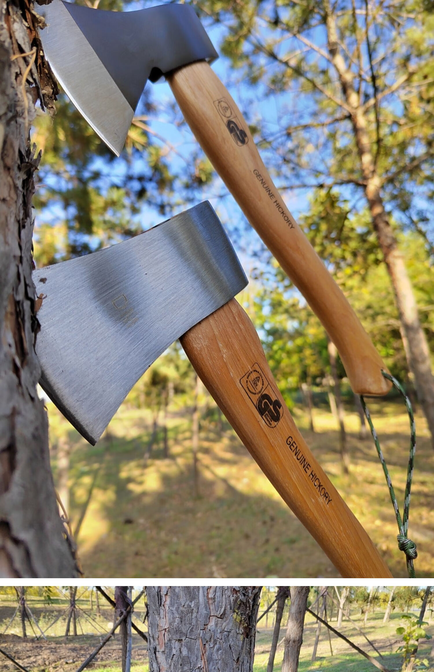 斧头刀消防斧木斧子露营小斧劈柴伐木斧 银色_美式打孔 挂绳【图片