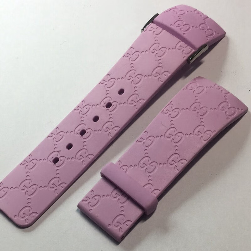 古驰gucci手表带蝴蝶按扣ya114橡胶表带古奇男女款23mm/ 26mm 橡胶圈
