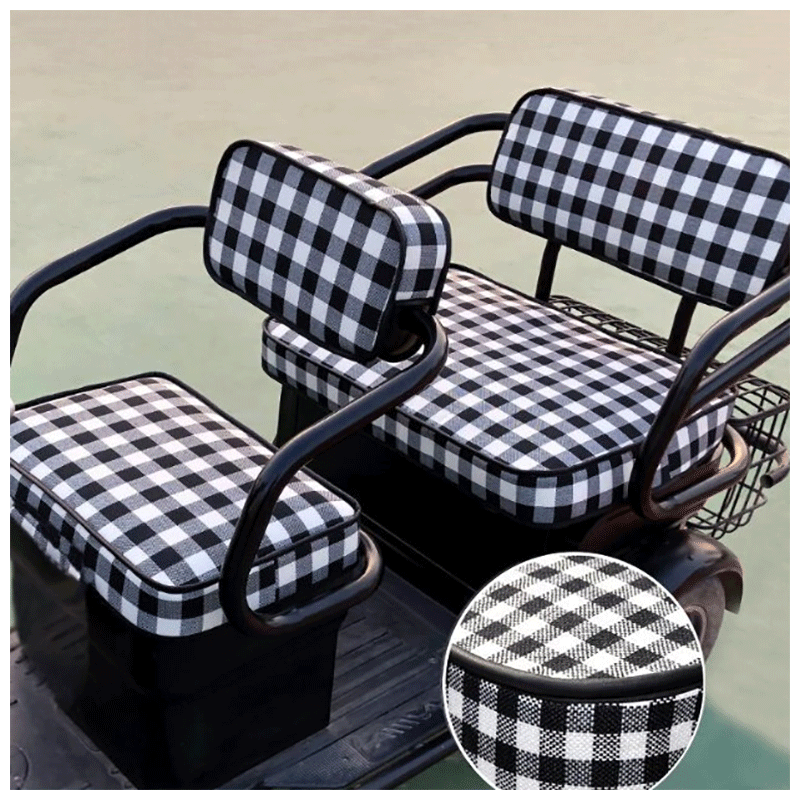 电动三轮车坐垫套座套万士达美时达老年休闲四季通用黑白大方格1对