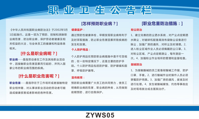 宣传栏职业卫生管理制度卫生操作规程应急救援措施消防安全知识职业病