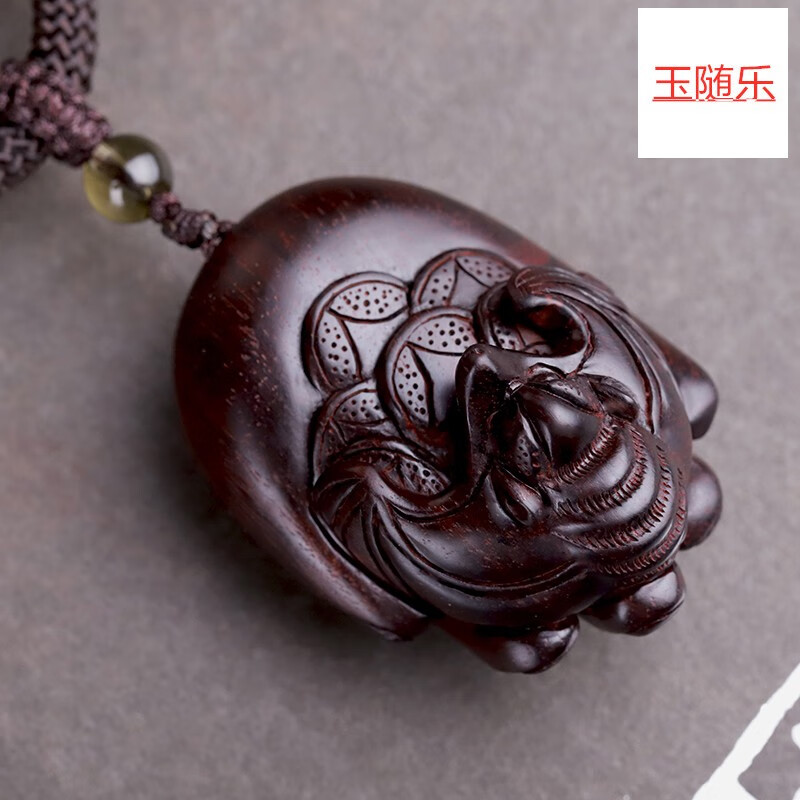 玉随乐 蝙蝠佛手手把件 印度小叶紫檀木文玩把玩物件招财纳福手玩件