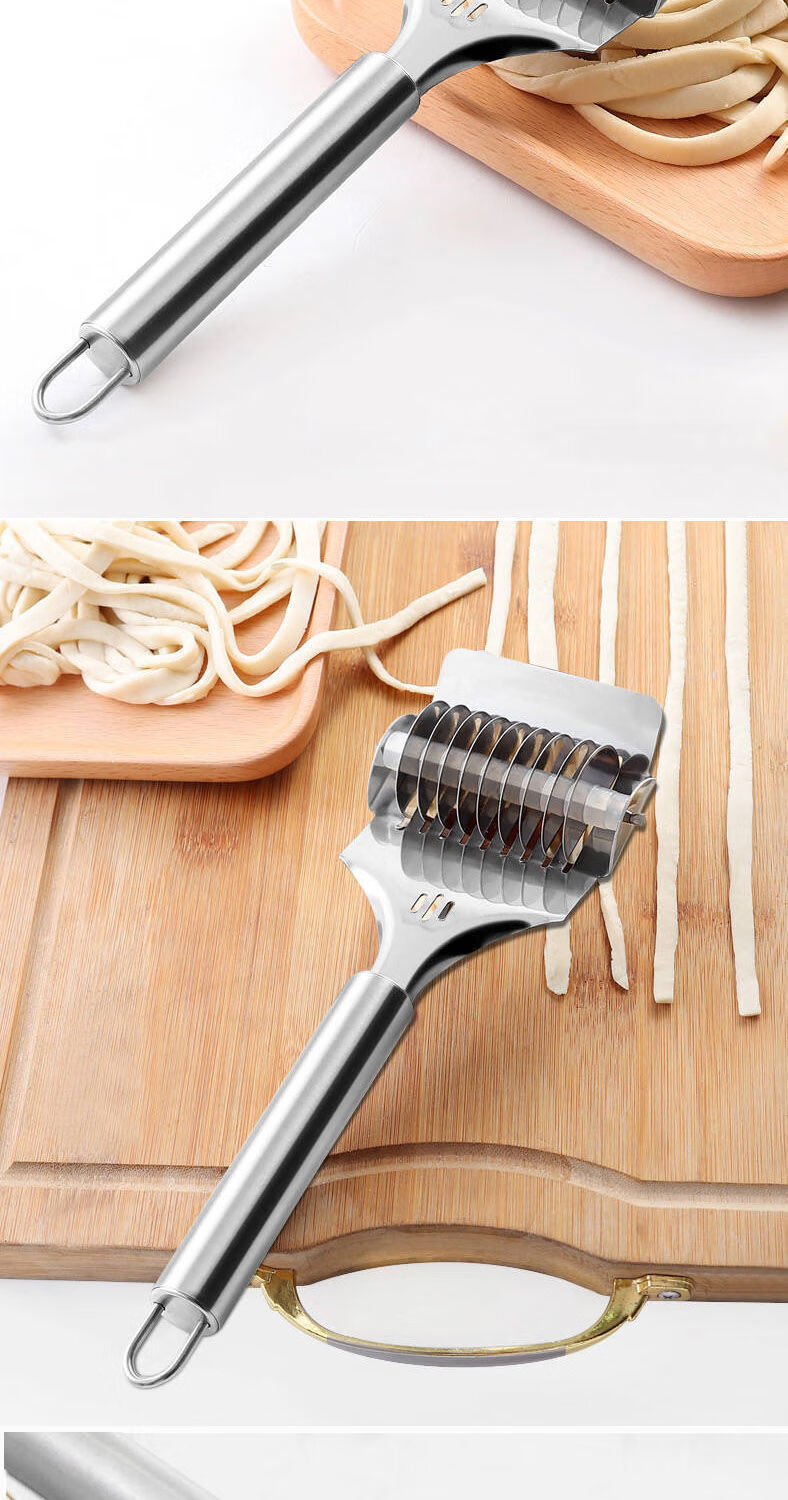 手动切面器不锈钢家用滚动切面条神器赶面棍擀面杖硅胶揉面垫dyd9轮