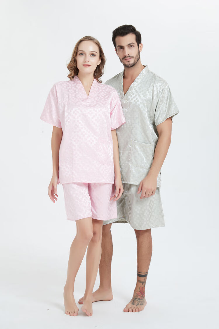 汗蒸服格子款贵宾服酒店浴衣套装桑拿洗浴足疗按摩足浴服男贵宾方格款