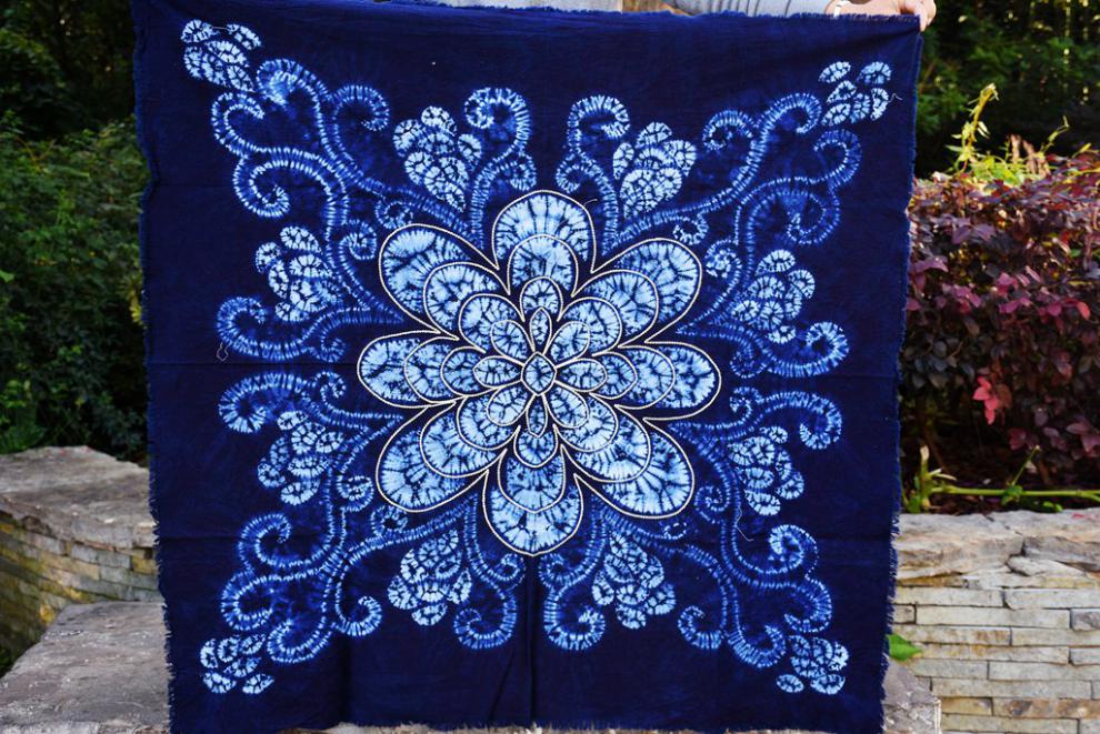 云南扎染布料云南民族风白族特色纯手工扎染布 茶几布 茶室 餐厅 酒吧