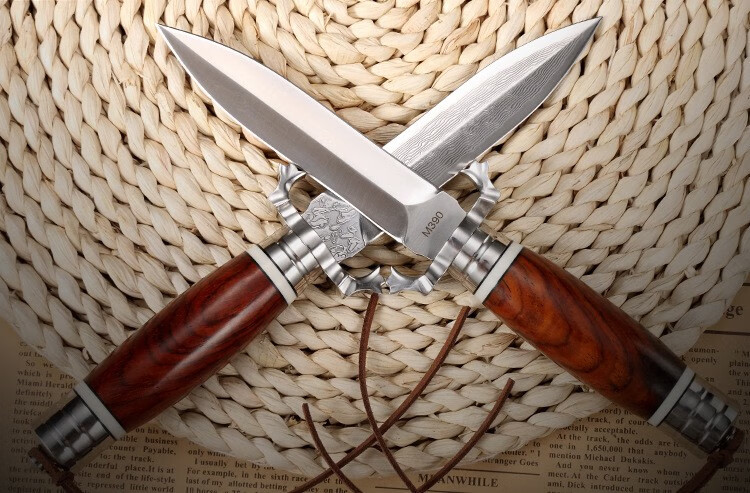 解析者m390钢锻打大马士革钢刀vg10钢刀子防身随身军刀锋利开刃收藏