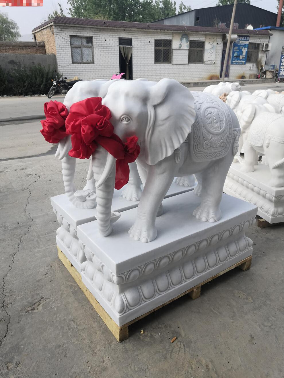 宏火阁礼品石雕汉白玉大象一对风水小象家用门前别墅庭院户外新居乔迁