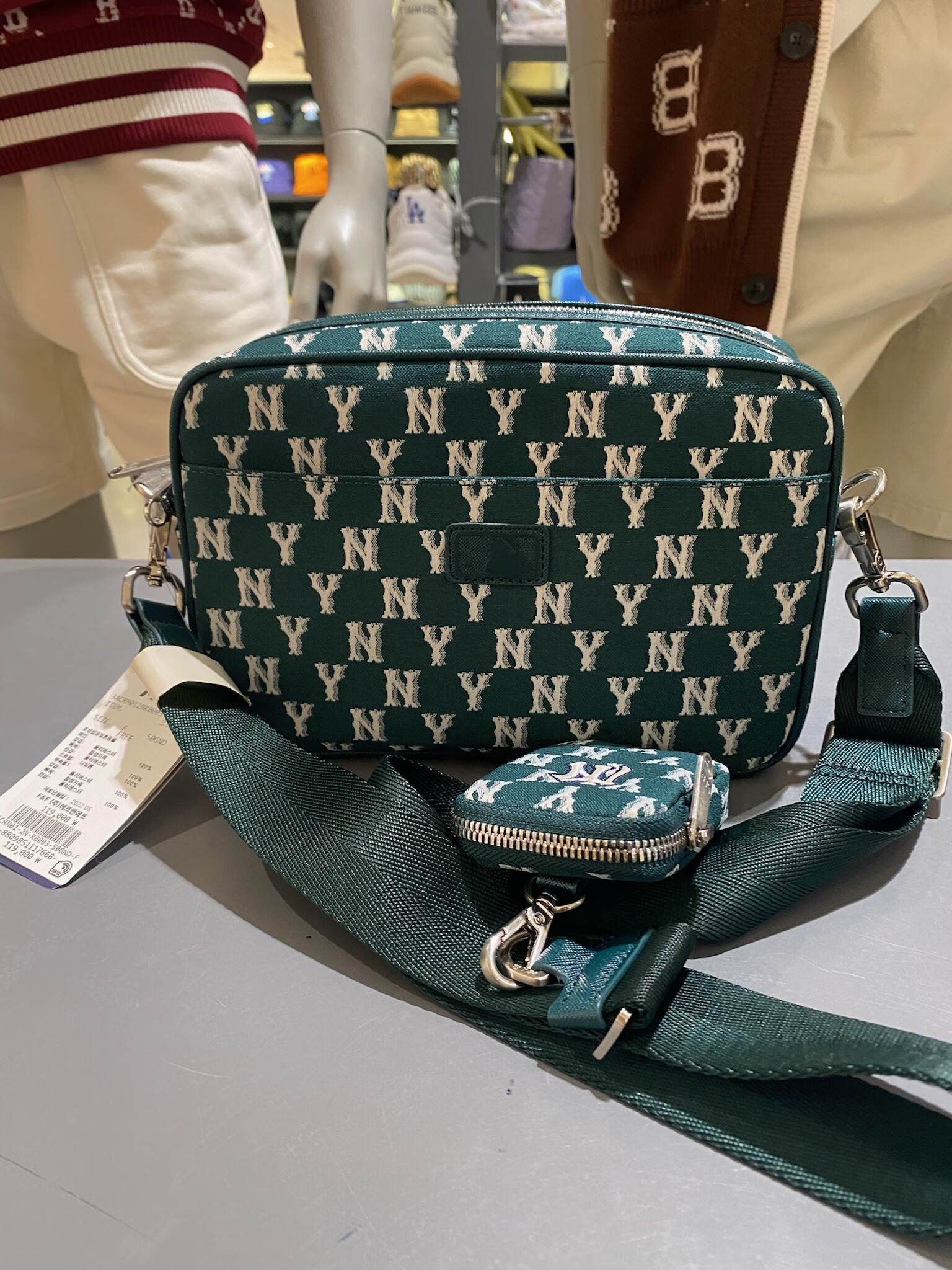 轻奢高端韩国mlb斜挎包ny老花满标单肩包男女同款经典子母包休闲百搭