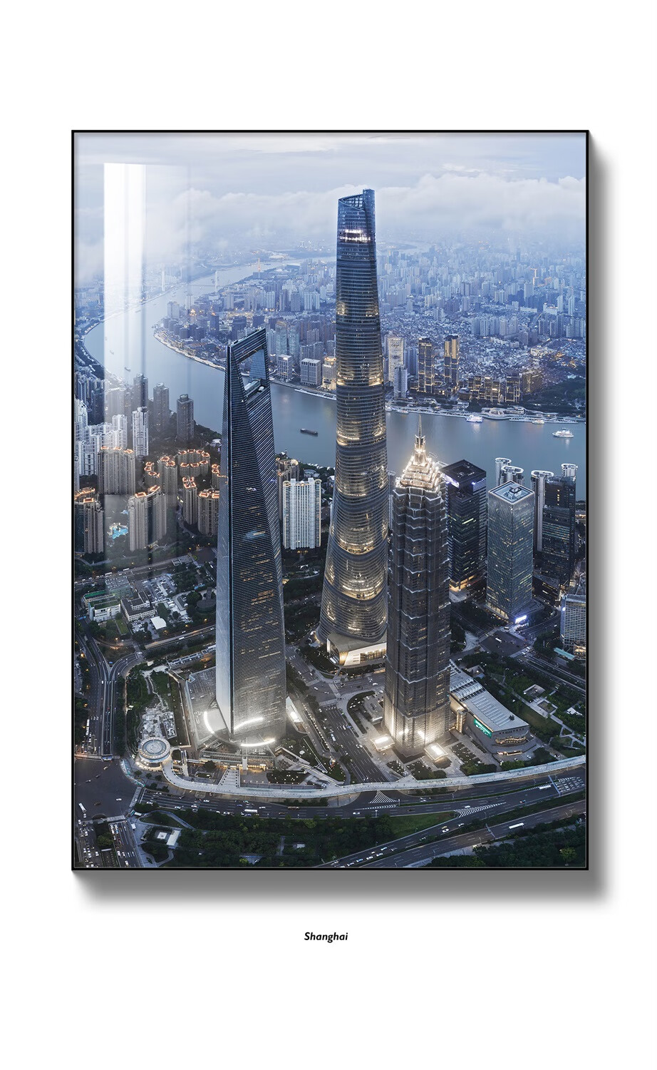 深圳大芬村装饰画 上海城市风景装饰画建筑画夜景摄影画深圳挂画入户