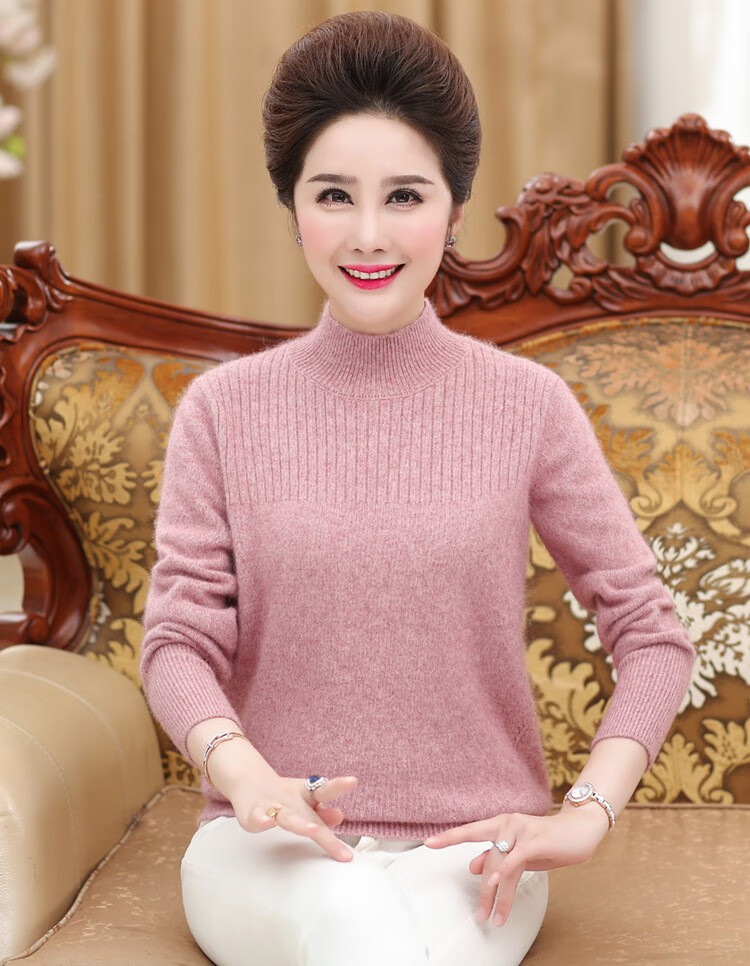 kingdeer鹿王恋雪高端品质市女士毛衣100纯羊绒衫加厚半高领中老年