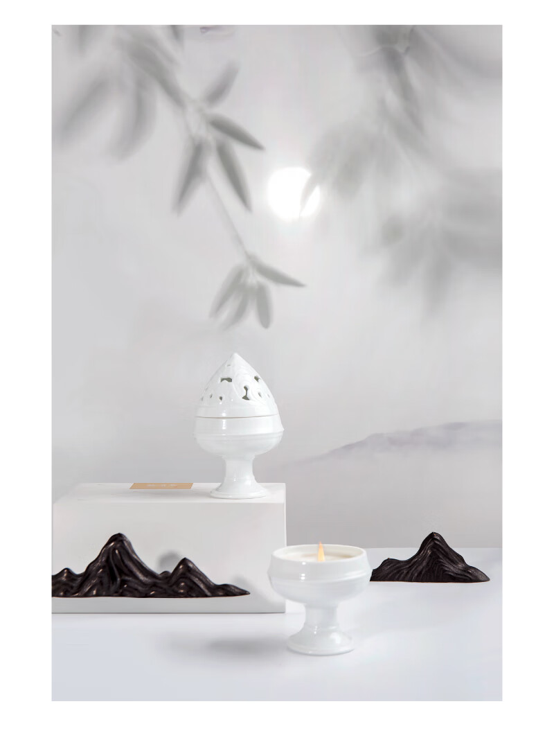 点火香薰灯博山炉古风香薰蜡烛礼盒生日礼物女伴手礼旗舰店白色