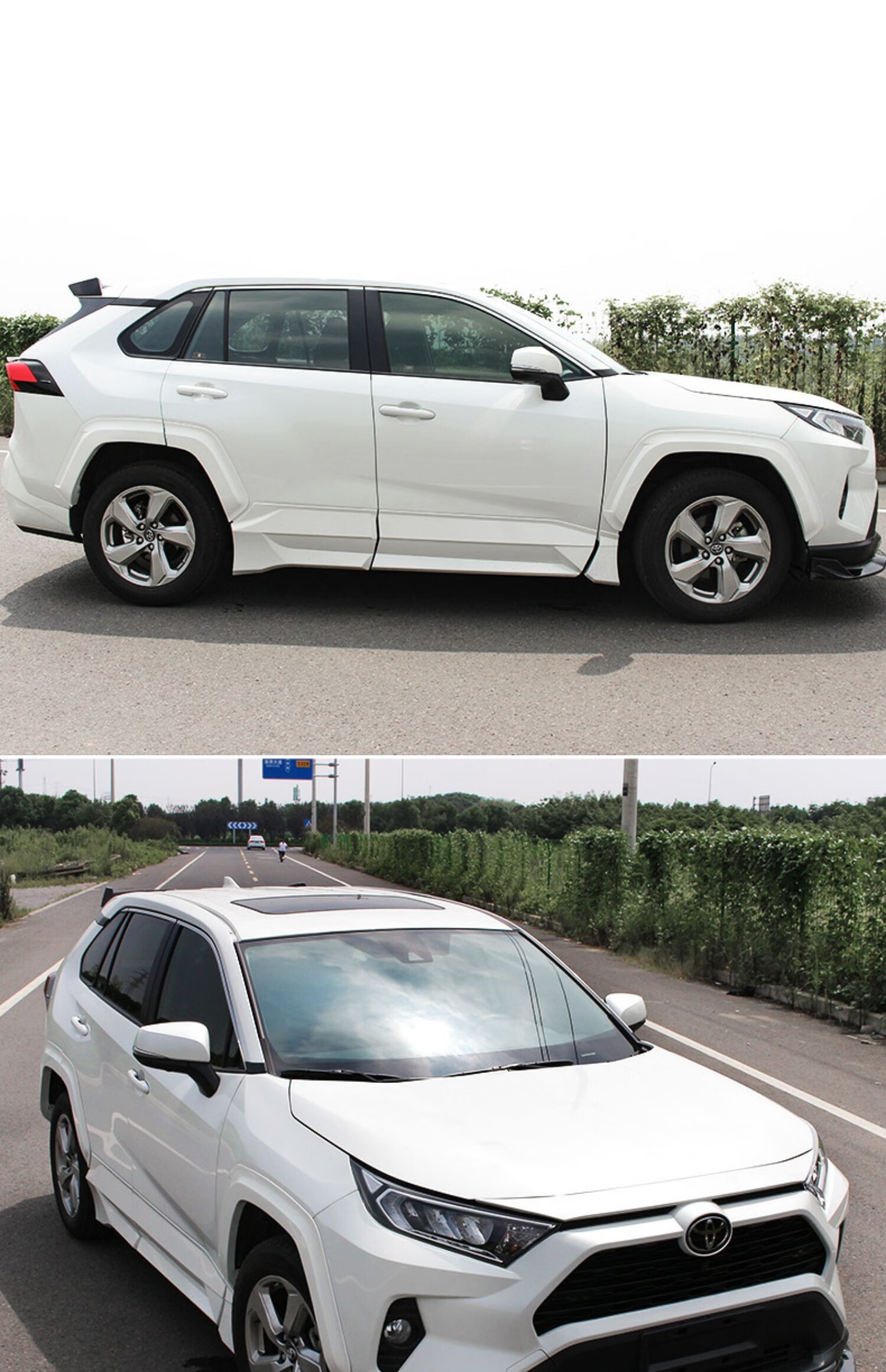 琼昊车品 专用丰田rav4荣放宽体trd轮眉改装包围威兰达侧裙车身保护饰