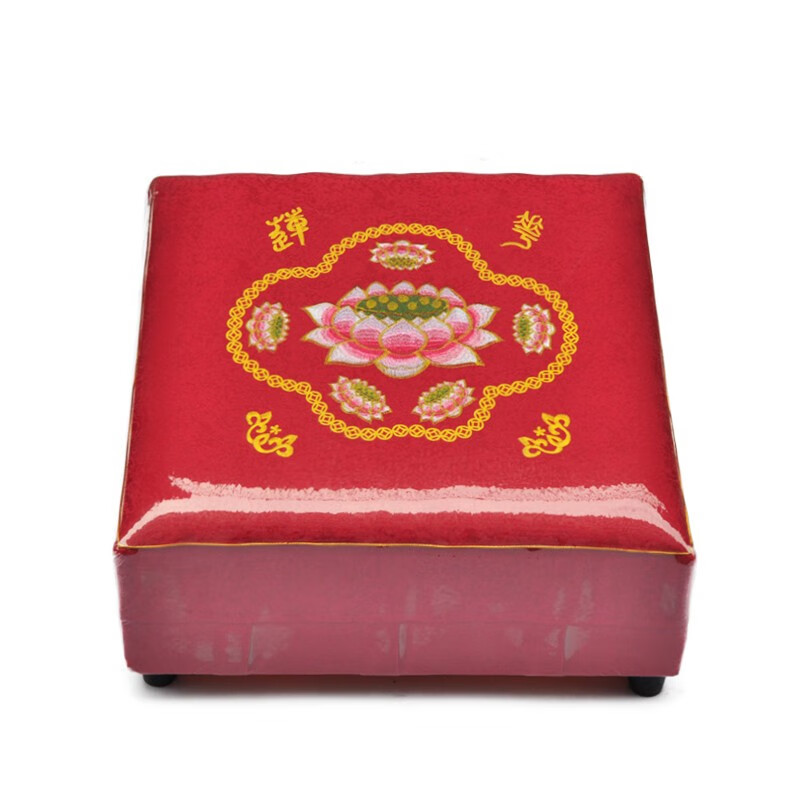 庄严品拜垫拜佛垫家用跪垫坐垫寺庙织花布莲花磕头方形蒲团16546x46cm