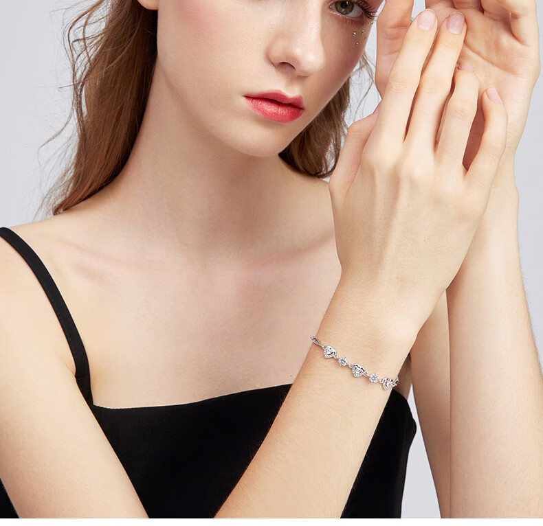 圣雅罗999足银手链女士款韩版时尚闺蜜手链学生首饰品生日圣诞节礼物