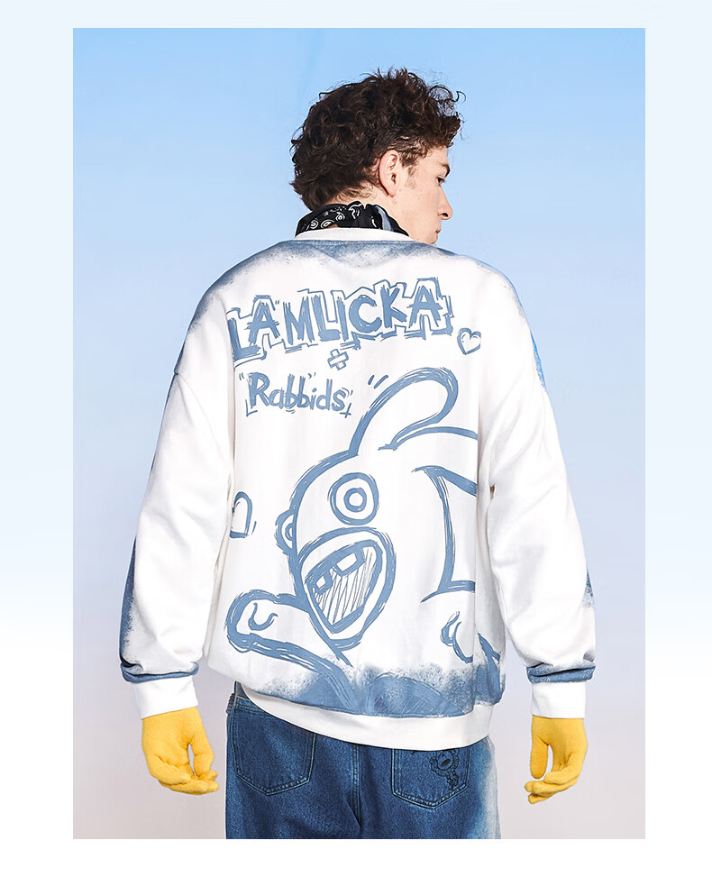 天龙致尊denonsupreme卫衣男女潮牌2021秋季疯狂兔子联名款手绘扎染