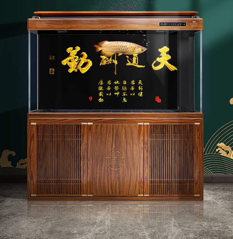 鱼缸水族箱超大加长款底柜缸超白玻璃落地生态免换水底滤高端龙鱼缸