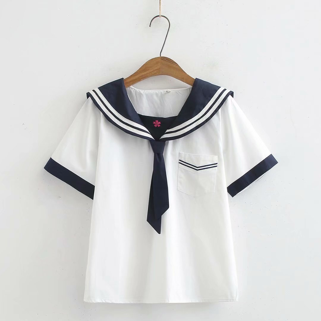 日系少女海军领夏装短袖t恤学院风学生新款姐妹闺蜜装上衣 白色短 s(