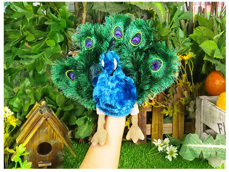 folkmanis手偶毛绒玩具仿真孔雀女童玩偶儿童生日礼物女孩儿童节