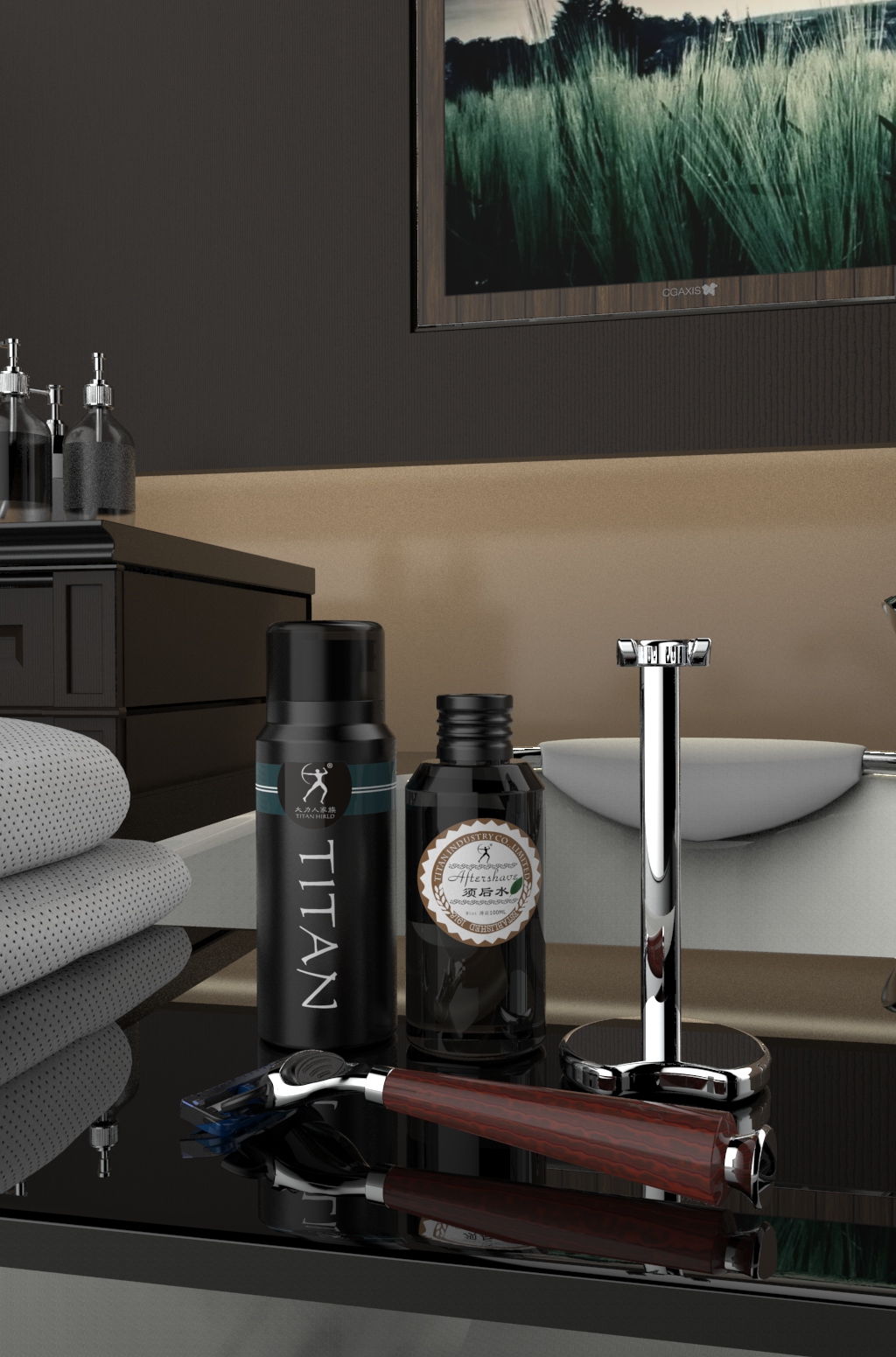 大力人手动剃须刀老式刮胡刀男五层刀片德国男士礼盒包装生日紫光檀