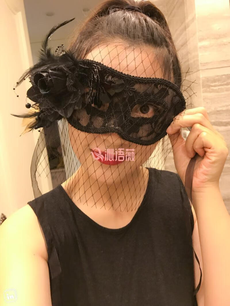 晖姝 万圣节面具女生 假面舞会意大利白色羽毛蕾丝面具公主女派对聚会