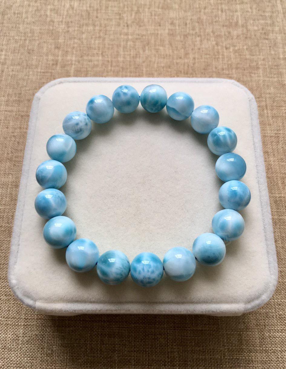 大灿龟背纹10mm送礼天然海纹石手链男女款送朋友冰种拉利玛圆珠手串